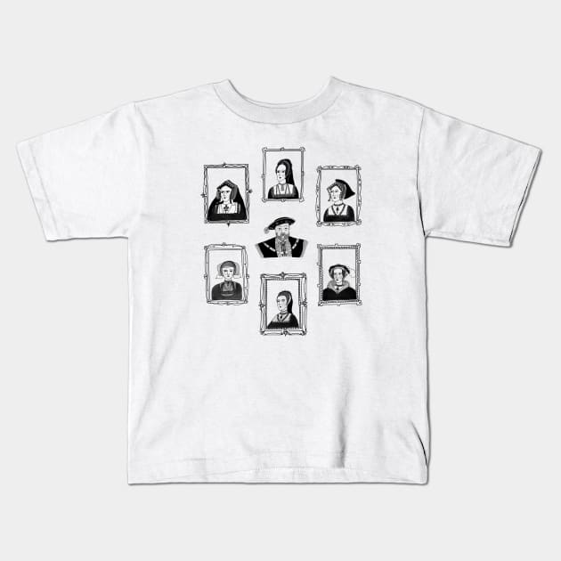 Henry VIII and his wives Kids T-Shirt by Aidi Riera